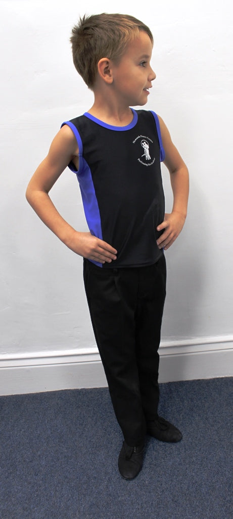 NDC Black & Blue Long Lycra Vest Top