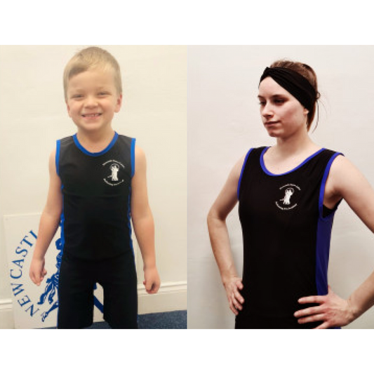 NDC Black & Blue Long Lycra Vest Top